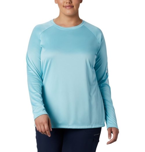 Women's Columbia PFG Tidal Tee II Long Sleeve Sweatshirts Turquoise | Plus Size CA-J6830